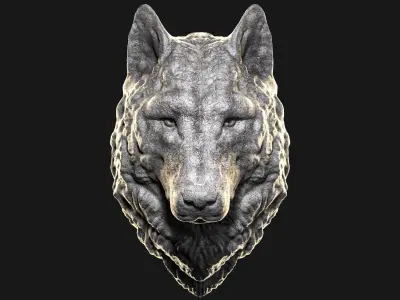 Wolf Head Sculpture 3D model
