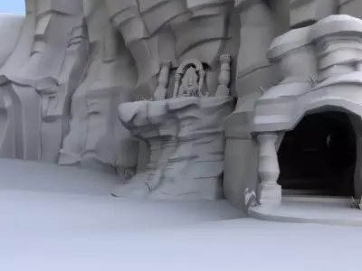Ancient Caves rocky Mountain 3D model