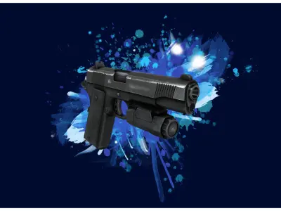 PISTOL 3 - M1911 Tactical Pistol - 4K Game Ready Low-poly 3D model