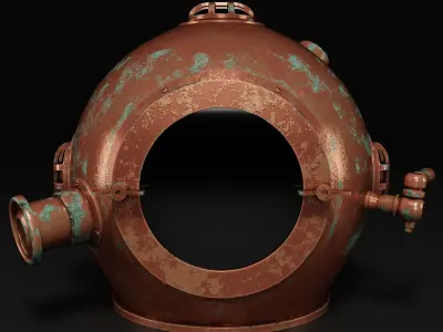 Antique Scuba Divers Helmet 3D model