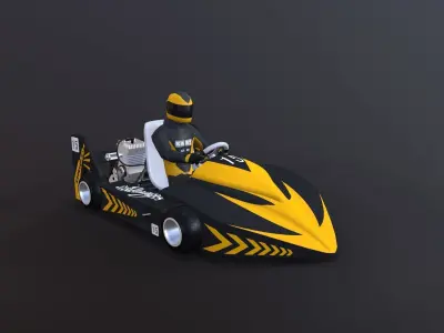 4LowPolyKartsWithPlayerPack 3 go kart Low-poly 3D model