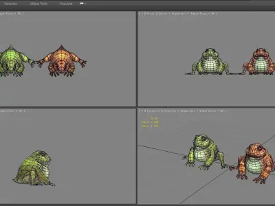 Cartoon Frog  - Fire Frog Low-poly 3D model