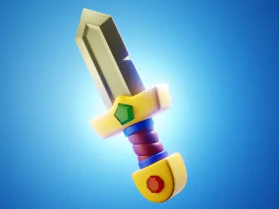 Cartoon Toy Sword - Stylized Low Poly Game Asset 3D Model 3D model