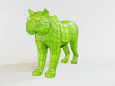 Tiger sculpture of Low-poly 3D model