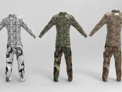 Military Clothing Various camouflage  3D Model Pack