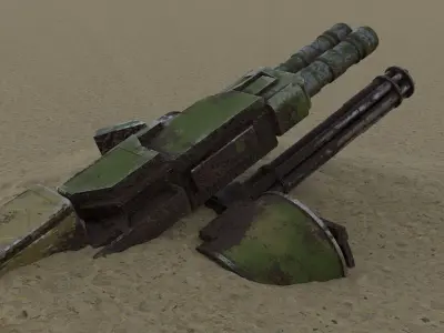 Rusty heavy machine gun Low-poly 3D model
