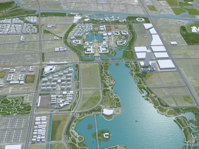 Jiaxing Zhejiang China 90km Low-poly 3D model