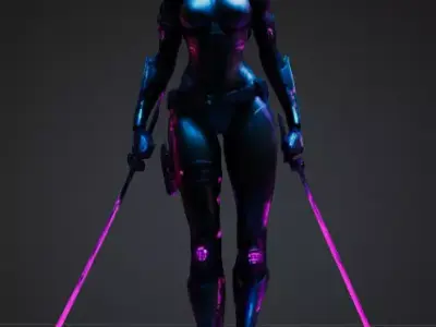 Cyberpunk Ninja 3D Model Low-poly 3D model