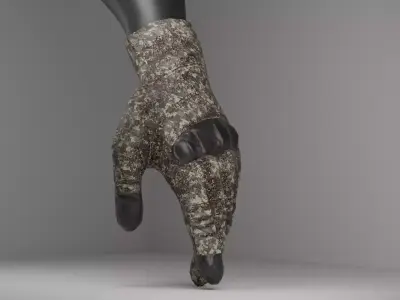 Tactical Military Gloves Realistic Low-poly 3D model