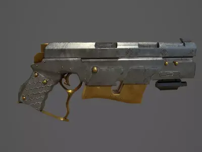 Lowpoly Steam punk PBR game ready Gun Asset  Low-poly 3D model