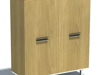 Wooden File Cabinet 3D model