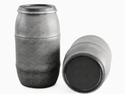 Dirty Plastic Barrel 05 Low-poly 3D model