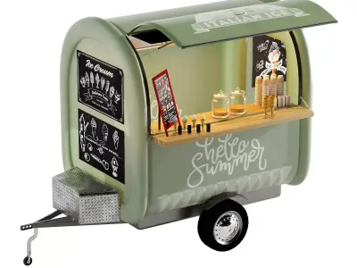 Foodtruck iceCream green 3D model