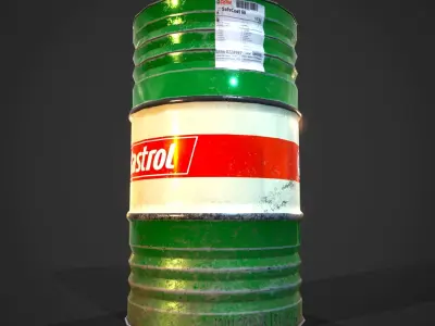Barrels Castrol PBR Low-poly 3D model