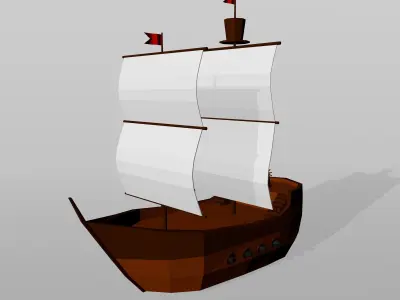 Boat low poly set sailboat Low-poly 3D model