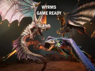 Wyrms game ready Low-poly 3D model