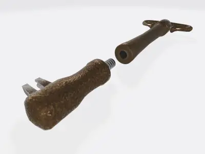 Two-part key Low-poly 3D model