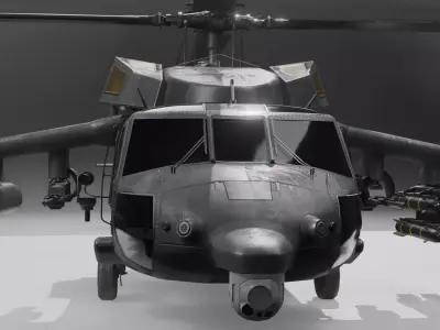 UH60 Black Hawk With Guns and Missiles PBR 4K Textures Low-poly 3D model
