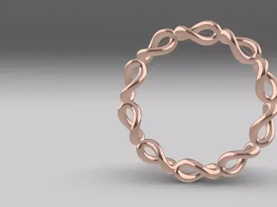 elegant Interlocking Infinity Ring  Minimalist Jewelry 3D Model 3D model