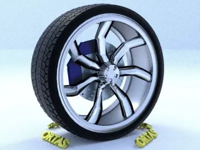ORTAS CAR RIM 50 GAME READY RIM TIRE AND DISC 3D model