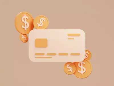 3D Illustration bank card with dollar coin 3D model