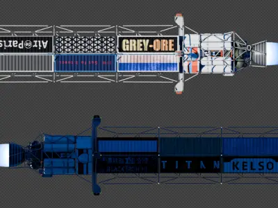 Space Freighter Model Low-poly 3D model