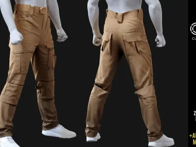 High-Quality GEN2 Tactical Pants 6 pose type marvelous file Low-poly 3D model