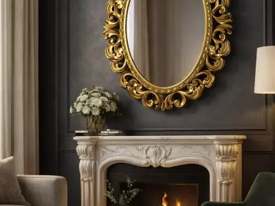 Baroque Oval Decorative Mirror Frame 3D Model - CNC Relief Model 3D print model