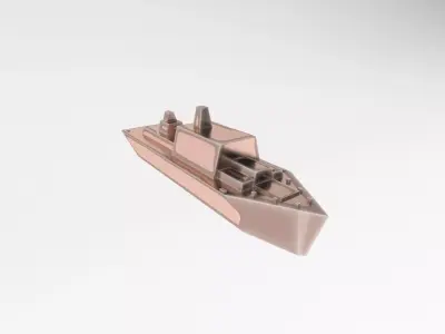 Cartoon Simple Warship v1 014 Low-poly 3D model