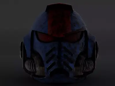 Space Marine Helmet Battle Damaged Low-poly 3D model