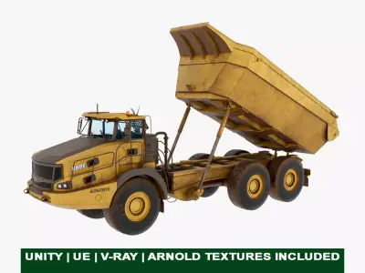 Generic Articulated Dirty Mining Truck 03 All PBR Low-poly 3D model