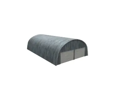 Semi Circle Plane Hangar Low-poly 3D model