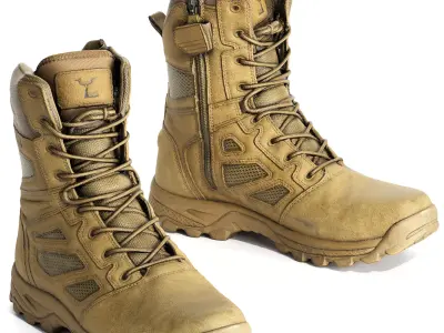 Tactical Military Hiking Boots Hyper-Realistic 3D Scan 3D model