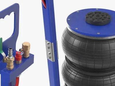 Triple Bellows Pneumatic Jack Tool Rigged for Maya 3D model