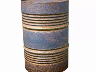 rusty metal barrel blue Low-poly 3D model