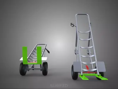 FOUR WHEELED TILTING HAND TRUCK SWIVEL CASTER CART FORK LIFT BAG 3D model