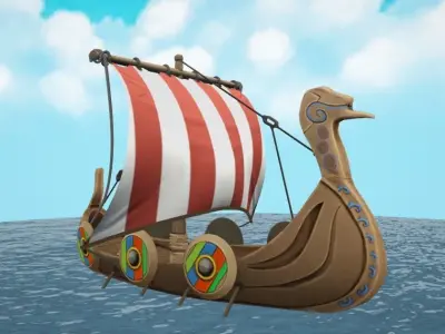 Viking Ship Stylized Low-poly 3D model