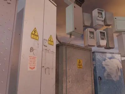 Electric Box Cyberpunk Style Low-poly 3D model
