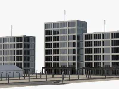  Modern Mid-Rise Residential Complex Asphalt 