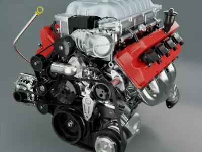  V8  Supercharged Engine 3D model