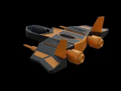 Simple Spaceship gameready  Low-poly 3D model