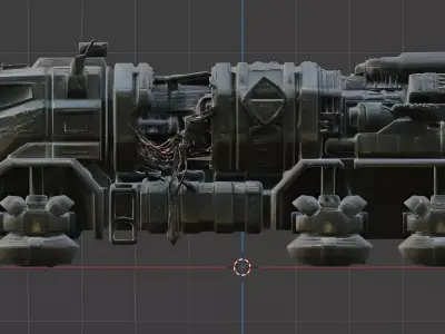 Heavy Sci-Fi Cargo Truck - Damaged Post-Apocalyptic Hover PBR Low-poly 3D model