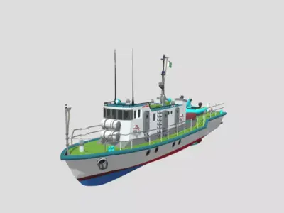 Fishing Trawler Boat Commercial Marine Vessel Low-poly 3D model