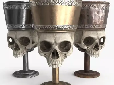 Antique Skull Goblet Low-poly 3D model