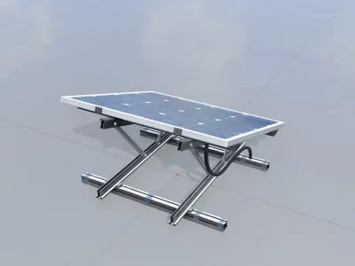 Solar module version 3 2x2m tilt angle 20 degrees with stand Low-poly 3D model