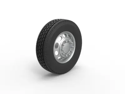 Front custom wheel of semi truck Version 20 Scale 1 to 25 3D print model