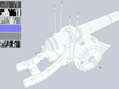 Fantasy cannon Low-poly 3D model