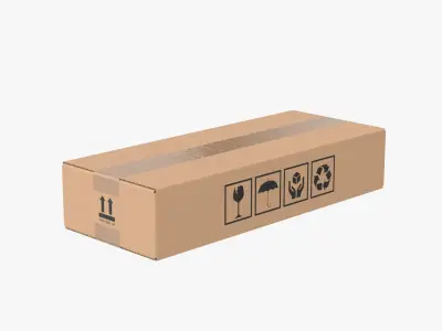 Cardboard Box 50x20x10 Closed 3D model