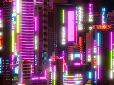 Cyberpunk City 3D model 2