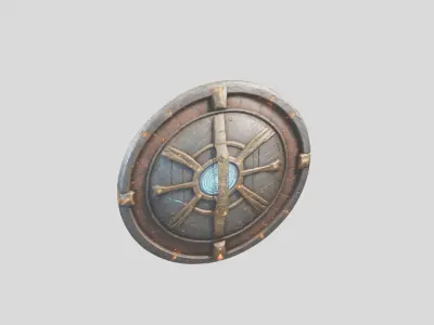 Ancient Warrior Shield with Intricate Details Low-poly 3D model